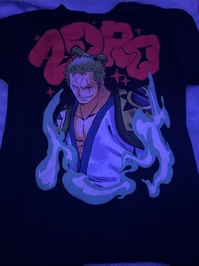 Ripple Junction Black Tee with Purple One Piece Logo